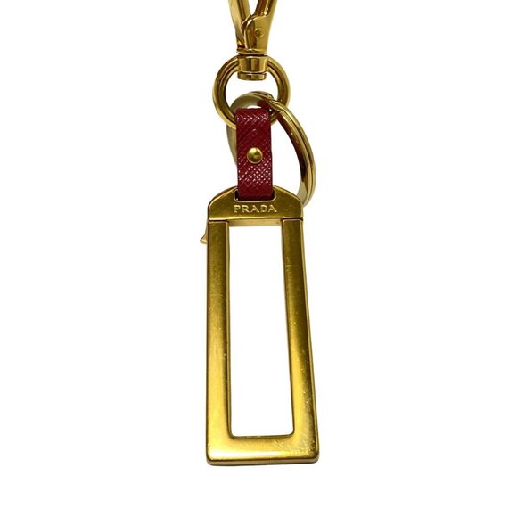 Auth PRADA - Gold Red Hardware Leather Bag Charm - Picture 2 of 8